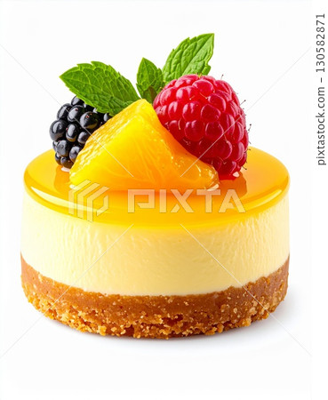 Mini Mango Cheesecake with Berries 130582871