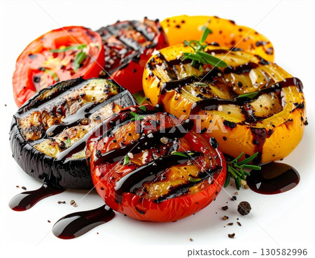 Grilled Vegetables with Balsamic Glaze 130582996