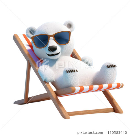 A polar bear wearing sunglasses is enjoying his vacation 130583440