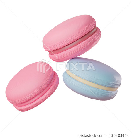 粉紅色馬卡龍的 3d 插圖 130583444