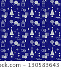 Geometric Christmas seamless pattern background (navy base + silver) 130583643