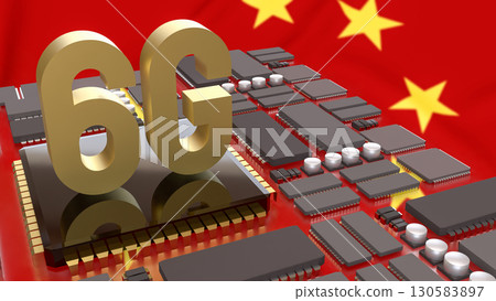 The 6G Technology on IC PCB board for Technology concept 3d Rendering. The 6G Technology on IC PCB board for Technology concept 3d Rendering. 130583897