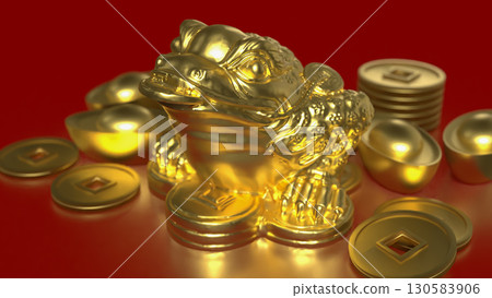 The Gold lucky Feng shui Toad for religion concept 3d Rendering. The Gold lucky Feng shui Toad for religion concept 3d Rendering. 130583906