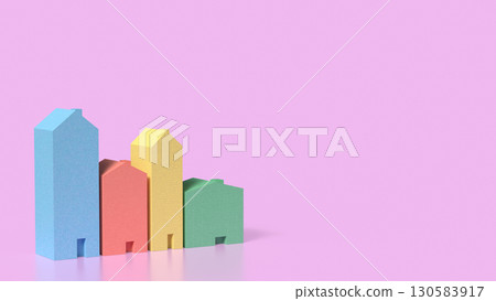 The House Multi color for property concept 3d Rendering. 130583917
