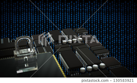 The Key on PCB board for IT security concept 3d Rendering. The Key on PCB board for IT security concept 3d Rendering. 130583921