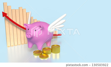 The Piggy Bank and gold coins for earn or saving concept 3d Rendering. 130583922