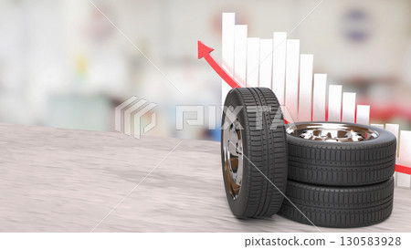 The Tire for Auto mobile or garage concept 3d Rendering. 130583928