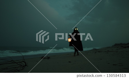 Mysterious Guardian Of Island Looks Out The Infinity Of The Stormy Sea At Night Mysterious Guardian Of Island Looks Out The Infinity Of The Stormy Sea At Night 130584313