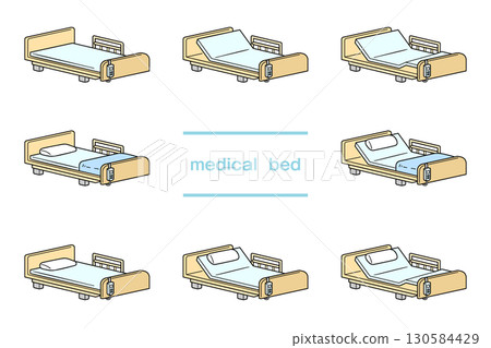 Nursing care bed set | Electric bed + bedding set 8-piece set 130584429
