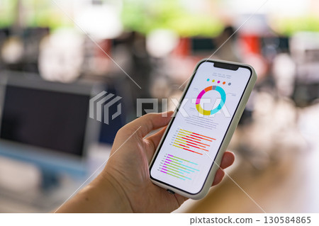 Graph on smartphone 130584865