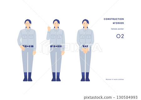 A woman showing motivation with a fist pump Illustration of a worker working in the transportation and construction industries 130584993