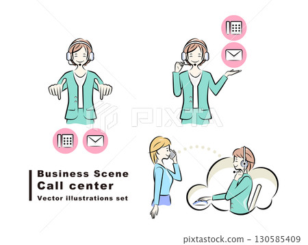 一名女子正在與女性呼叫中心接線員進行電話諮詢並提供聯絡資訊 | 商業場景 130585409