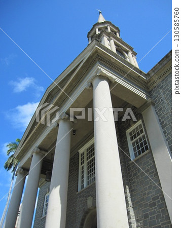 Central Union Cathedral seen from below, piercing the blue Hawaiian sky. Wedding, tourism, advertising material. Central Union Cathedral seen from below, piercing the blue Hawaiian sky. Wedding, tourism, advertising material. 130585760