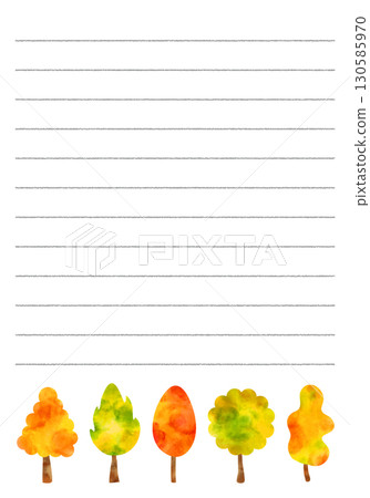 水彩背景，秋葉設計信紙 130585970