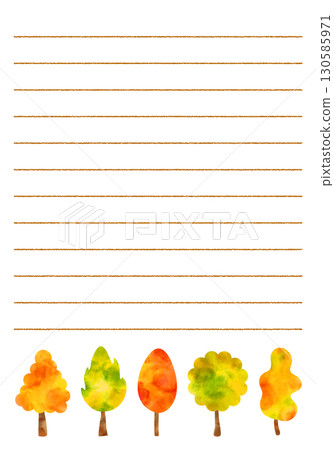 水彩背景，秋葉設計信紙 130585971