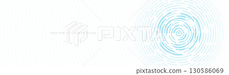 Abstract blue circle lines on white background. Circular graphic. Minimal round lines design. Modern futuristic elements. Suit for cover, poster, banner, brochure, website, header. Vector illustration Abstract blue circle lines on white background. Circular graphic. Minimal round lines design. Modern futuristic elements. Suit for cover, poster, banner, brochure, website, header. Vector illustration 130586069
