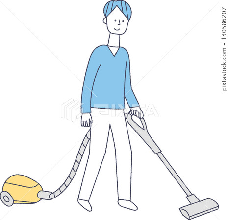A male sucking a vacuum cleaner A male sucking a vacuum cleaner 130586207