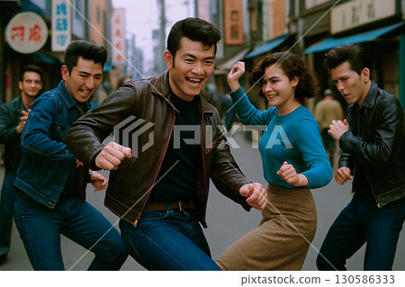 昭和時代的場景：蓬巴杜髮型的搖滾風格 130586333