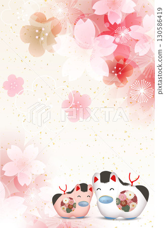 Horse New Year's card zodiac background 130586419