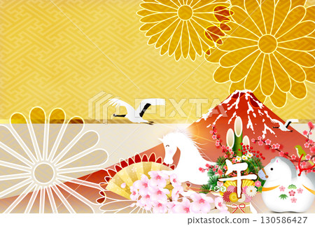 馬年賀卡十二生肖背景 130586427