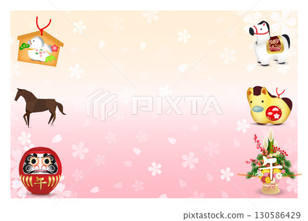 Horse New Year's card zodiac background 130586429