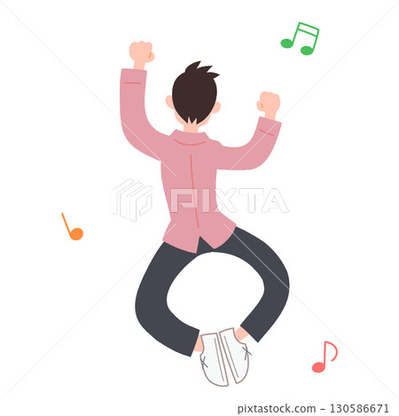 Illustration of a happy man's back view 130586671