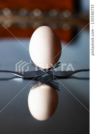 Fresh Brown Eggs on Rustic Wooden Table Natural Farmhouse Style 130586735