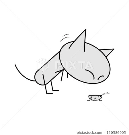 一隻對蚱蜢有興趣的貓 一隻對蚱蜢有興趣的貓 130586905