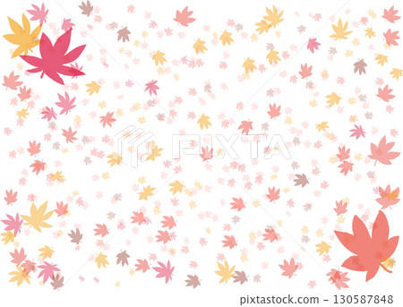 Fluttering maple leaf illustration background 130587848