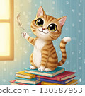 Colorful books and cat Colorful books and cat 130587953