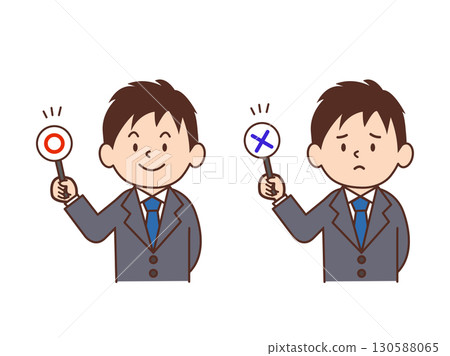 一個帶有圓圈和十字架的男人,商人,穿西裝的男人的插圖,材料,商人 一個帶有圓圈和十字架的男人,商人,穿西裝的男人的插圖,材料,商人 130588065