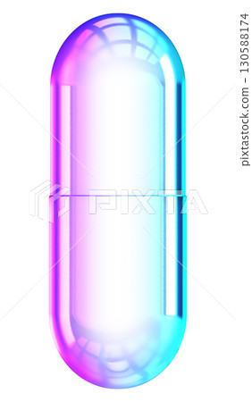 3D glassmorphism capsule with purple blue gradient. Glossy minimal pill shaped form for abstract design, futuristic decoration, and digital graphics 130588174