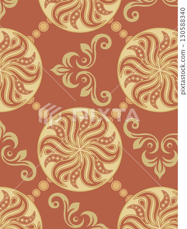 intricate circular patterns with swirling details on a warm brown background 130588340
