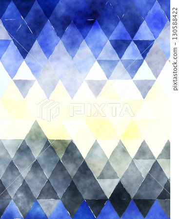 abstract watercolor geometric triangles with gradient shades in blue and yellow 130588422