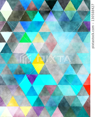 abstract geometric pattern with colorful triangles and watercolor effects 130588427