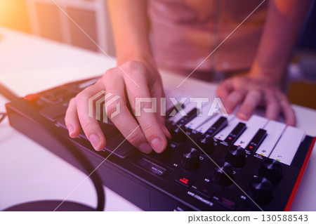 Beautiful young singer and musician broadcast from her home studio 130588543