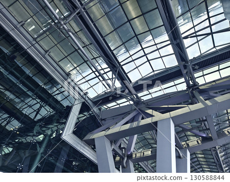 Modern architectural framework with glass and steel structure Modern architectural framework with glass and steel structure 130588844