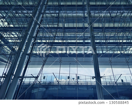Modern architectural framework with glass and steel structure Modern architectural framework with glass and steel structure 130588845