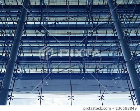 Modern architectural framework with glass and steel structure 130588849