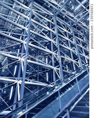 Modern architectural framework with glass and steel structure 130588851