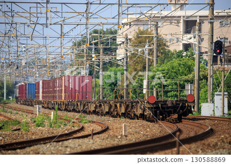 Rear view of a freight train (JR Freight) 130588869