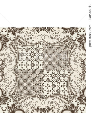 intricate geometric and floral tile patterns with elegant border design 130588910