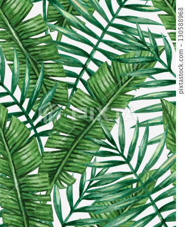 lush green tropical leaves pattern with vibrant foliage for nature-inspired design 130588968