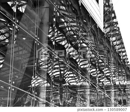 Modern architectural framework with glass and steel structure 130589007