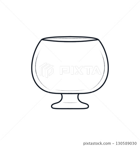 Line drawing of a cup with a round bowl and a short stem 130589030