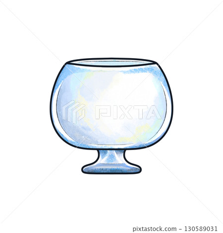Round glass cup with short stem isolalted cartoon illustration 130589031