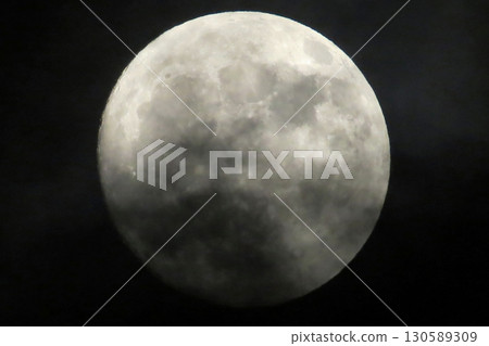 Full Moon Illuminated Against a Dark Night Sky 130589309