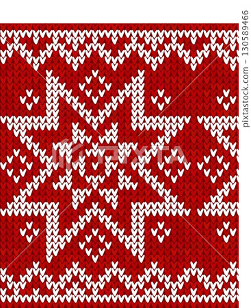 intricate red and white knitted christmas pattern featuring stars and hearts intricate red and white knitted christmas pattern featuring stars and hearts 130589466