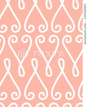 intricate white decorative pattern with symmetrical swirling design on pink background intricate white decorative pattern with symmetrical swirling design on pink background 130589481