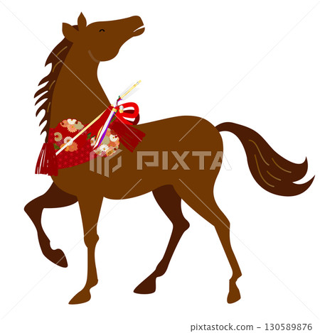 馬年賀卡十二生肖圖標 130589876